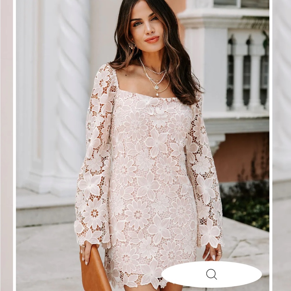 VICI Cynthia lace crochet dress in color blush